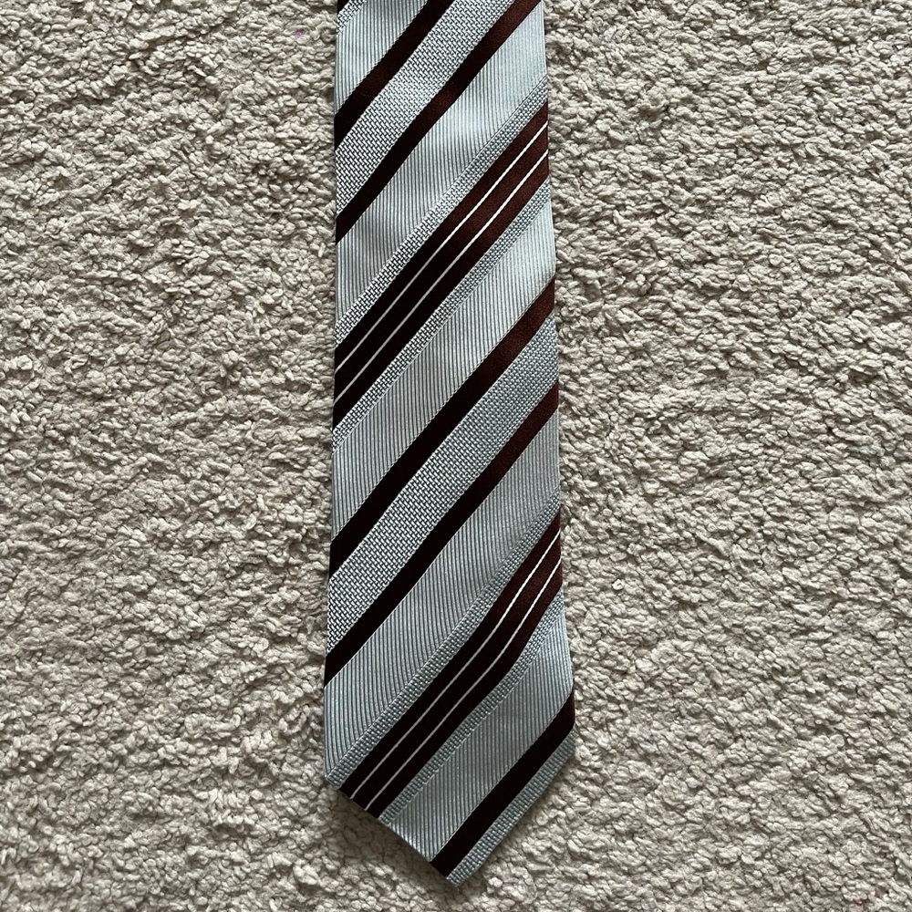 Ermenegildo Zegna Tie in Silver Blue/Chocolate
